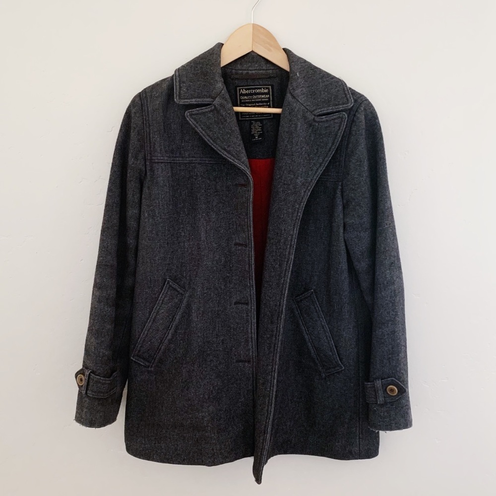 Grey Wool Winter Coat - Abercrombie & Fitch